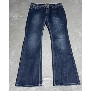 Cowgirl Up Jeans Womens 30x34 Denim Bootcut Distressed Low Rise Western